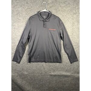 UNTUCKit Mens LS Damaschino Polo Shirt Pocket Gray Cotton Casual‎